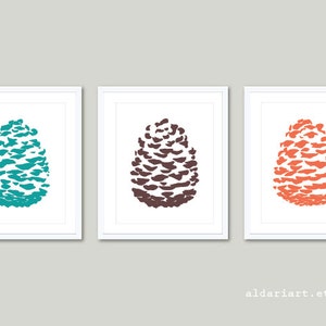 Pine Cone Art Prints / Pine cones Wall Art /  Pine Cone Prints / Pine cone Poster  / Pine Cone Woodland Decor / Aldari Art