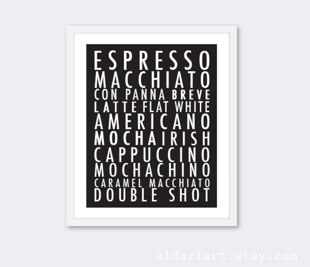 types-of-coffee-art-print-kitchen-typography-poster-coffee-etsy