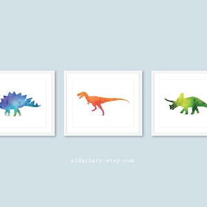 Dinosaur Prints, Dinosaur Wall Art, Nursery Wall Art, boy&#39;s bedroom Decor, dinosaur posters, set of 3 prints, dinosaur wall decor
