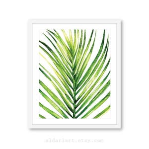 Palm Leaf Print, Palm Art Print, Plant Wall Art, Nature Art Print, Watercolor Leaf Print, Coastal Wall Art - Frame Not Included