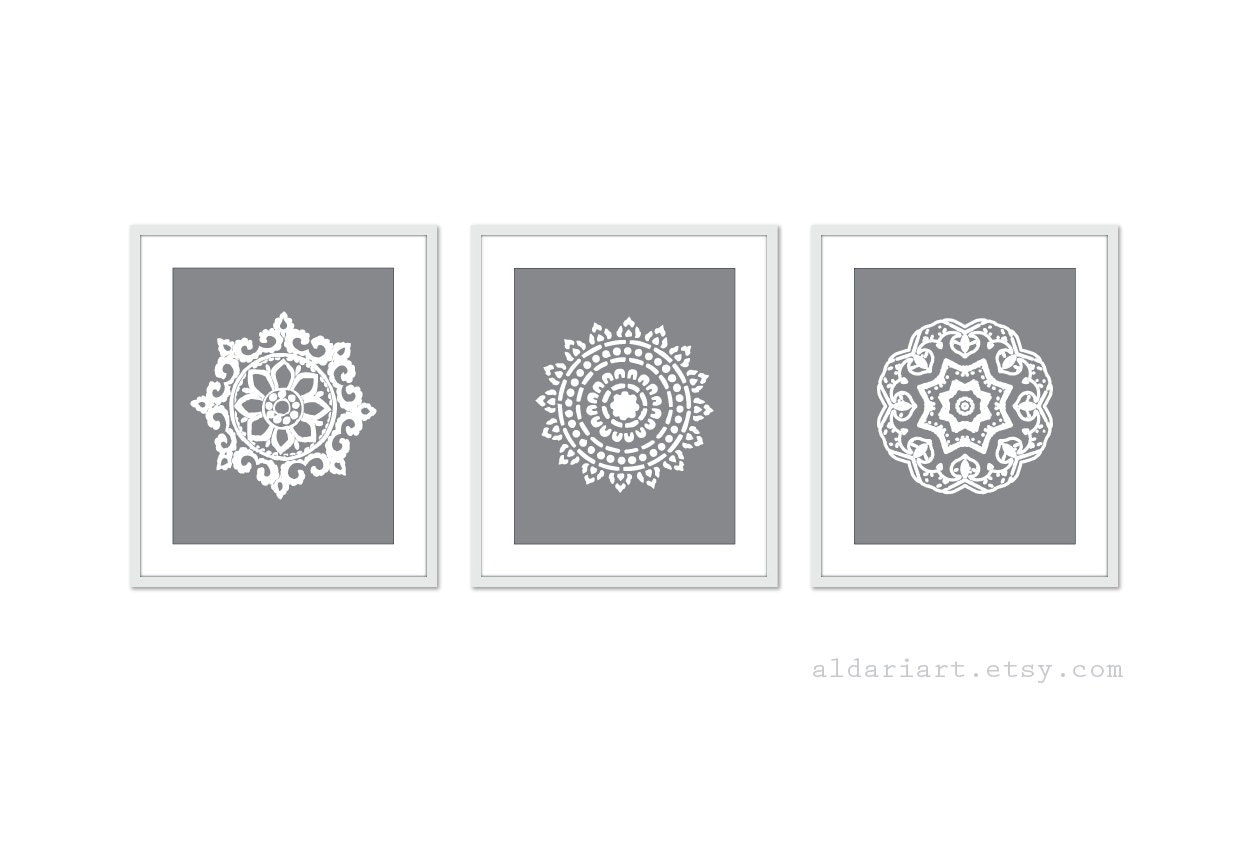 Mandala Art Prints - No. 2 - Modern Medallion Wall Art - Set of 3 ...