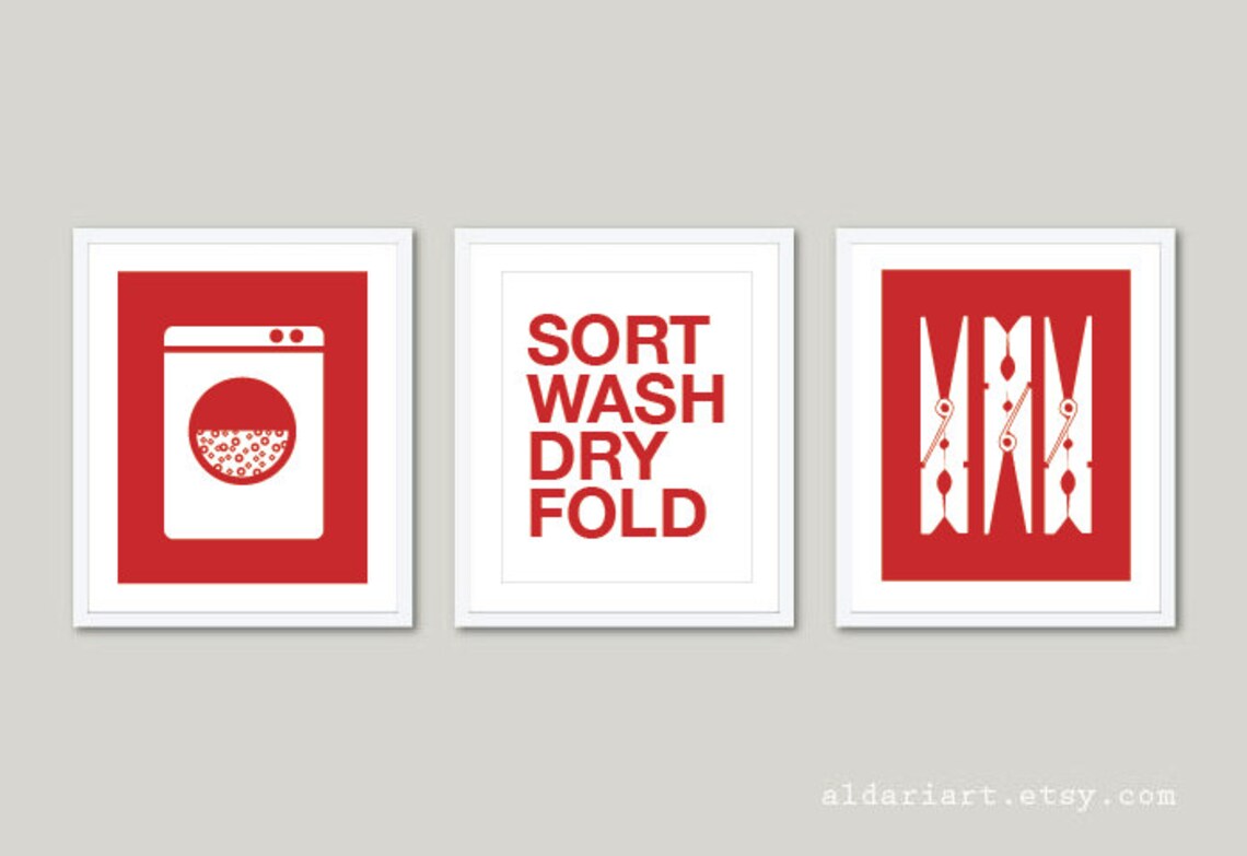 Laundry Room Art Prints Set of 3 Laundry Wall Art Etsy Canada