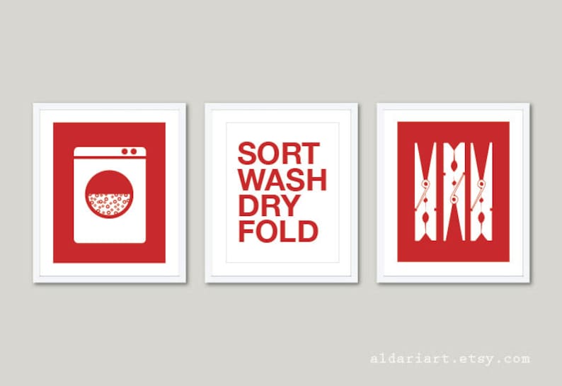 Laundry Art Prints Set of 3 Prints Laundry Room Wall Art - Etsy