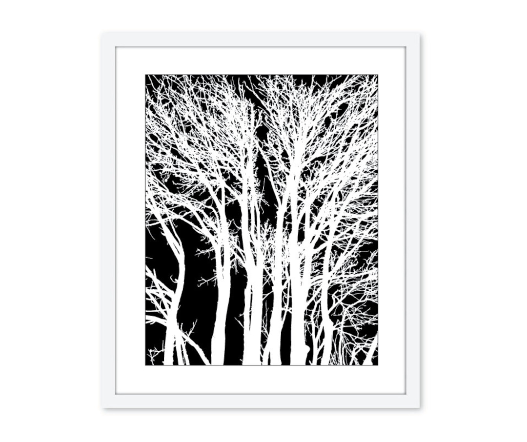 Trees Art Print, Tree Wall Art, Black and White Decor, Woodland Artwork