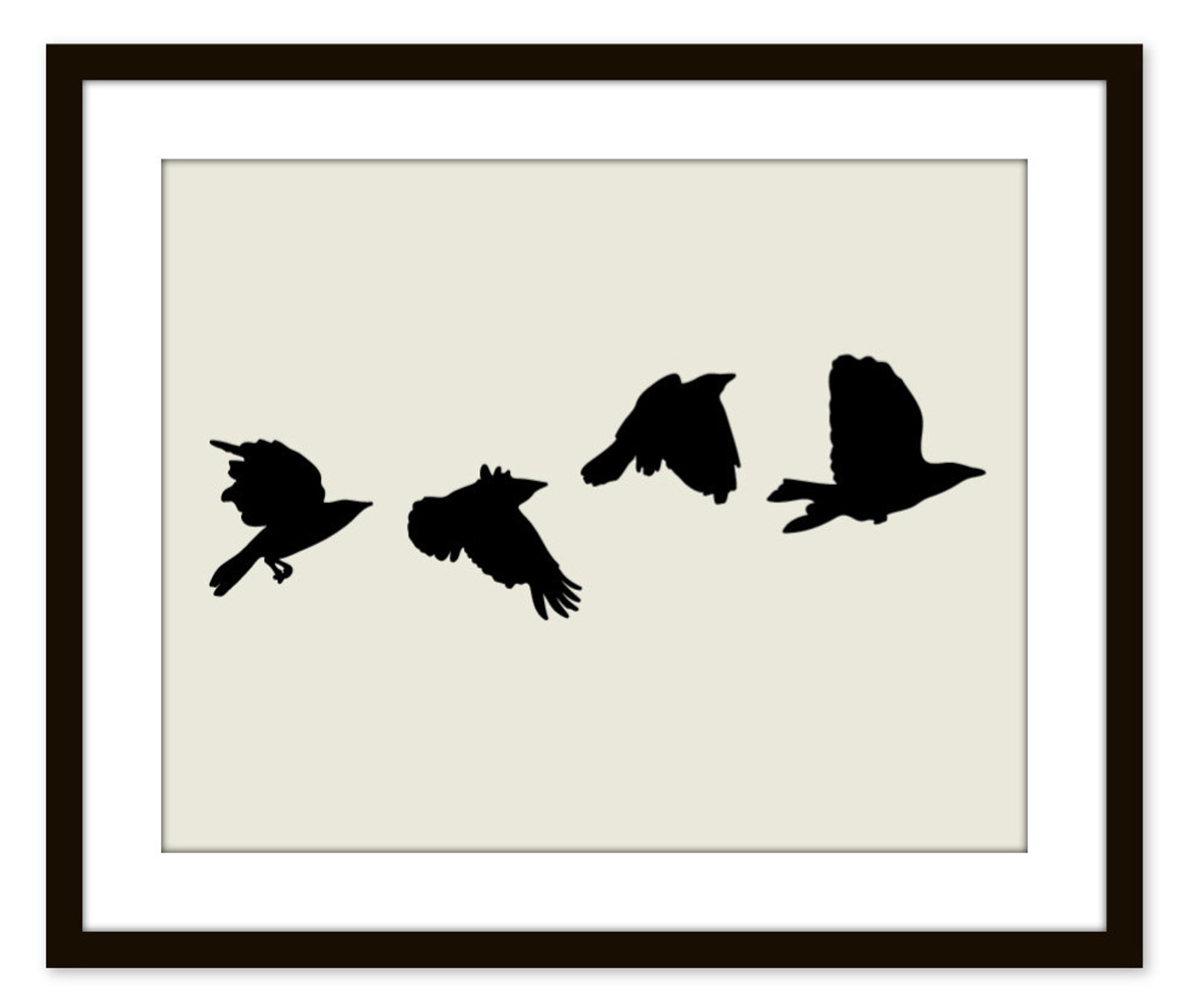 Black Birds Wall Art Print Modern Home Decor Black and Beige Etsy