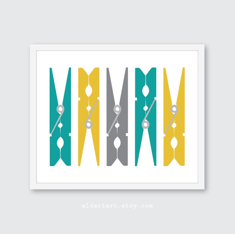 Clothespins Art Print Laundry Room Wall Art Laundry Decor Etsy