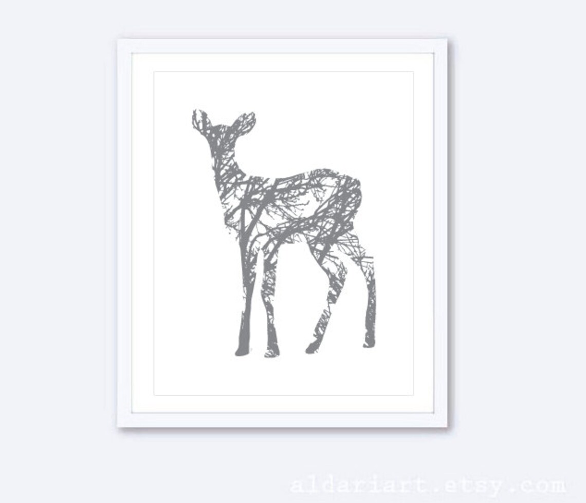 Deer Art Print Deer Wall Art Deer Branches Print Etsy Canada