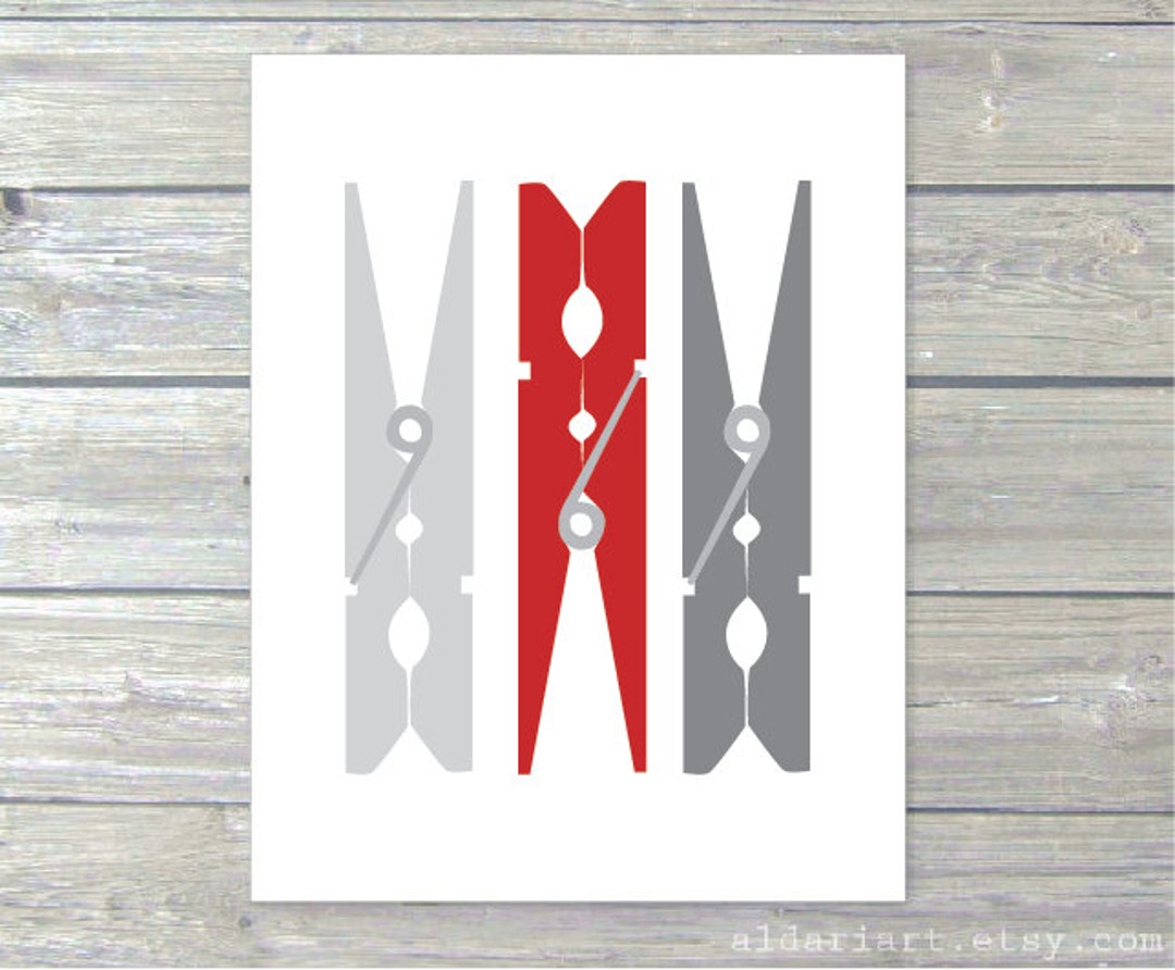 Clothespins Art Print - Laundry Room Wall Art - Laundry Room Decor ...