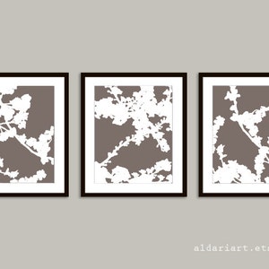 Cherry Blossoms Art Prints -  Cherry Blossom Art  - Cherry Blossom Triptych Wall Art - Cherry Tree Art - Spring Blossoms Art - Modern Decor
