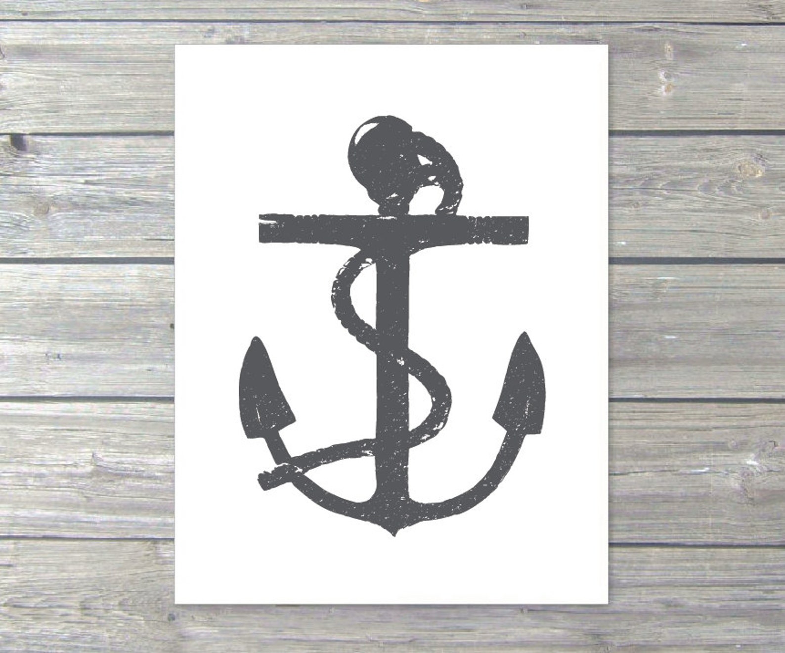 Navy Blue Anchor Digital Art Print Rustic Nautical Home Decor | Etsy