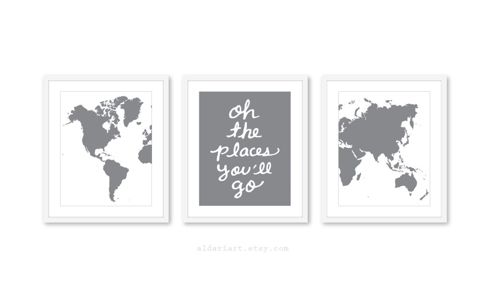 World Map Art Prints Travel Nursery Art Prints Set of 3 Etsy