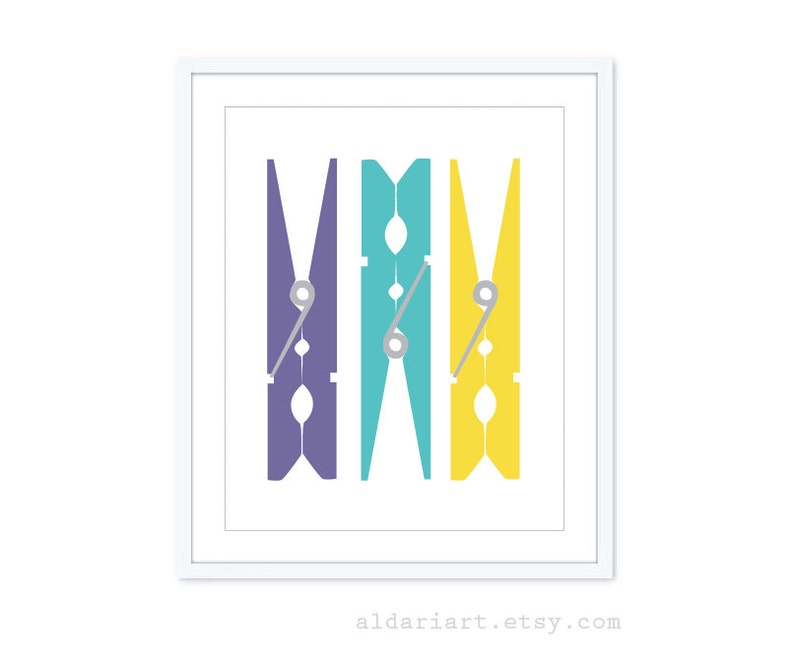 Clothespins Art Print Simple Modern Home Decor Laundry Etsy