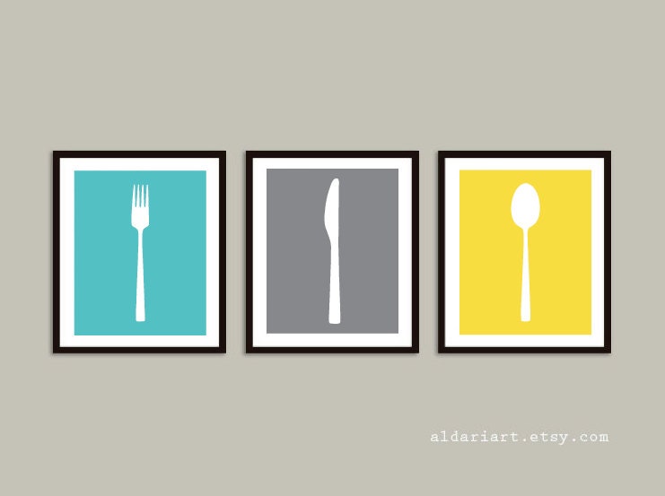 Fork Knife Spoon Art Prints Kitchen Wall Art Kitchen Decor | Etsy