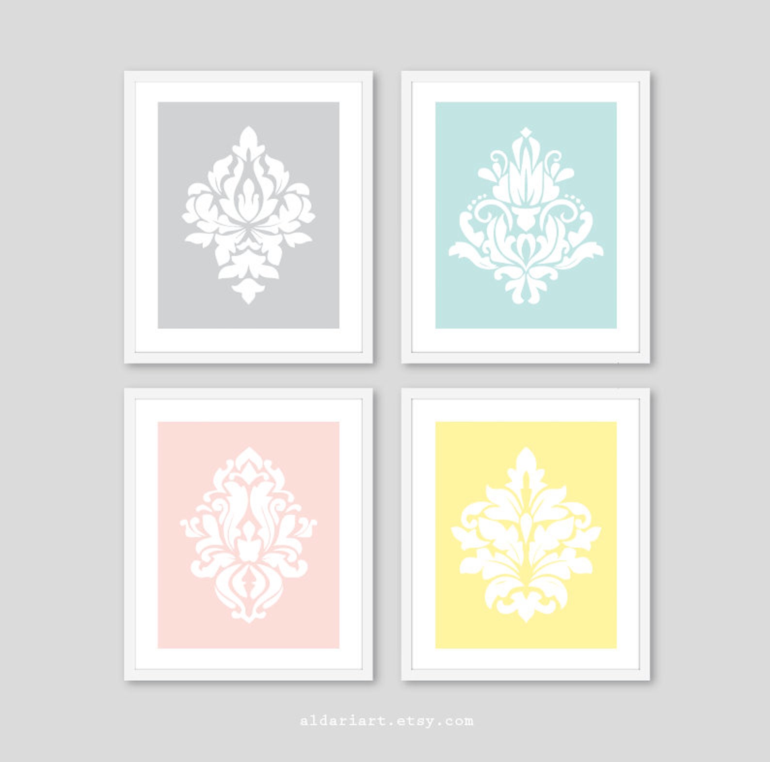 Damask Prints Damask Wall Art Damask Wall Decor Modern Etsy