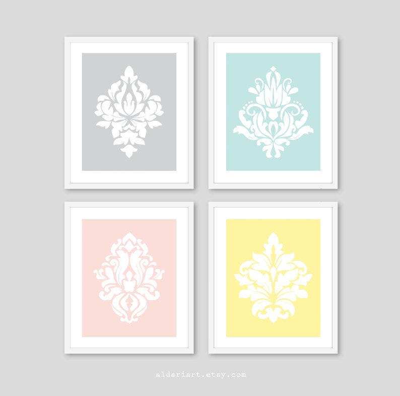 Damask Prints Damask Wall Art Damask Wall Decor Modern Etsy
