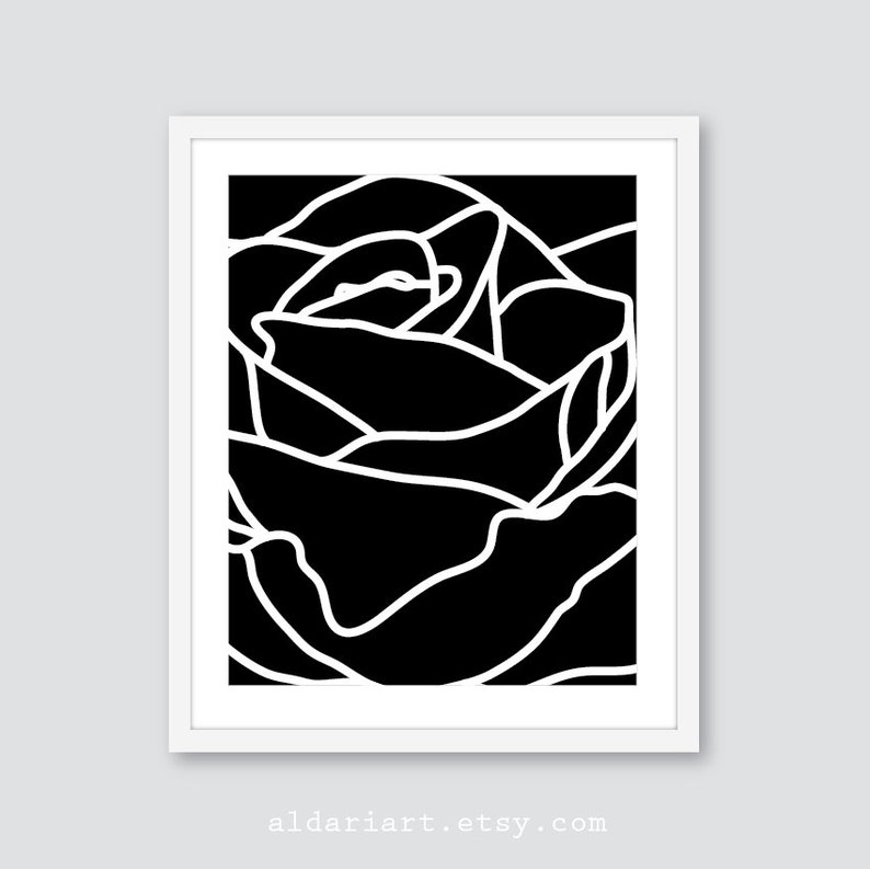 Rose Print Rose Wall Art Flower Wall Decor Abstract Rose Etsy