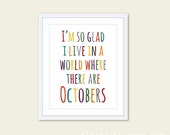 Octobers - Wall Art Print - Anne of Green Gables Quote - Autumn Fall Colors -  Typography Art Print - Modern