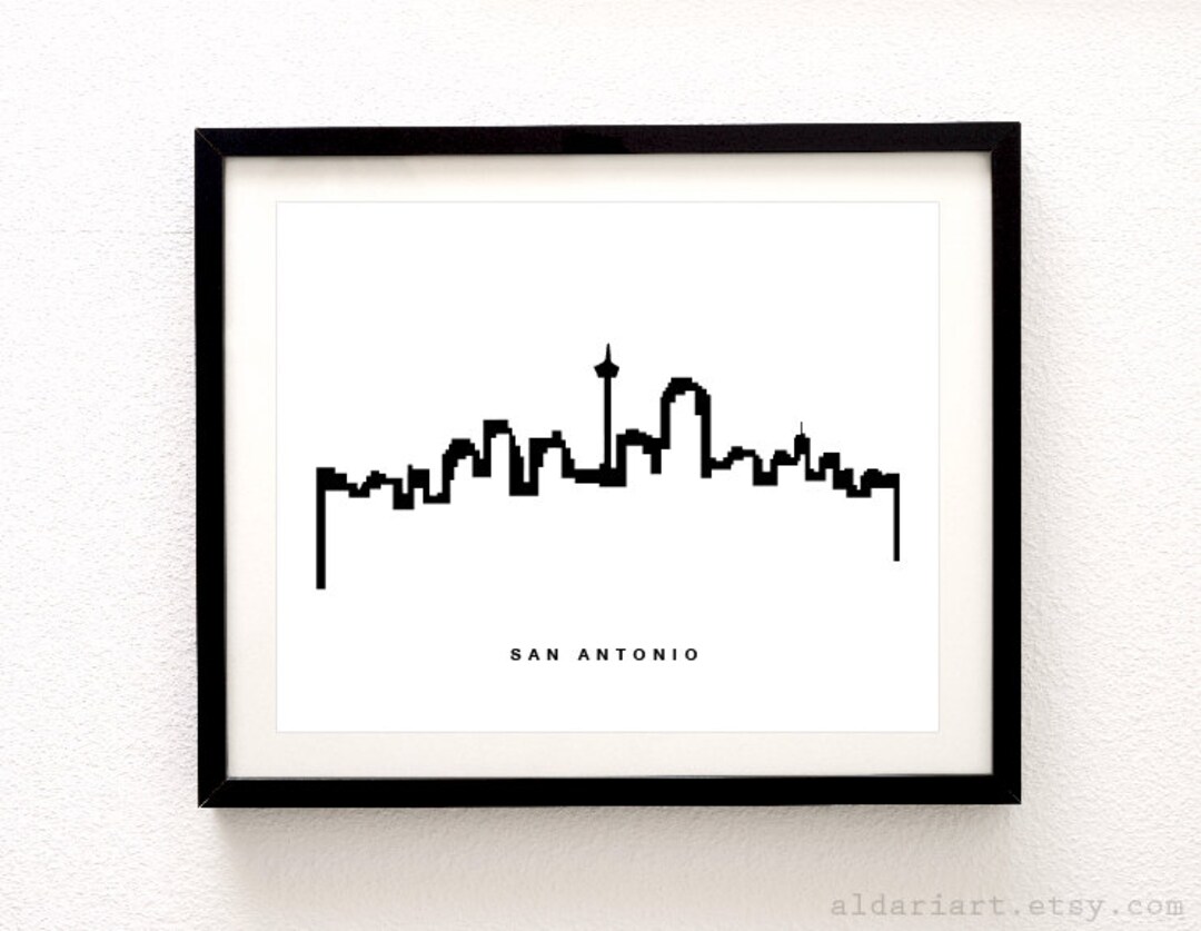 San Antonio Skyline Print San Antonio Wall Art San Antonio Etsy