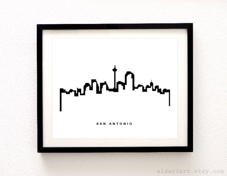 San Antonio Skyline Print San Antonio Wall Art San Antonio Etsy