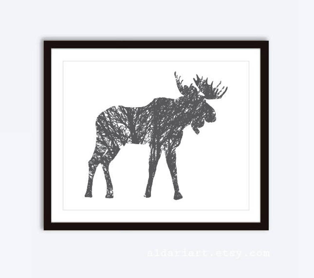 Moose Art Print Moose Print Moose Wall Art 8x10 on Etsy