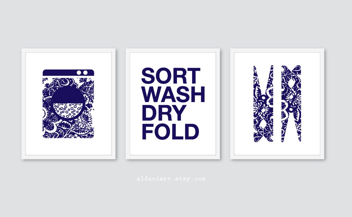 Laundry Room Art Prints Set of 3 Laundry Wall Art | Etsy