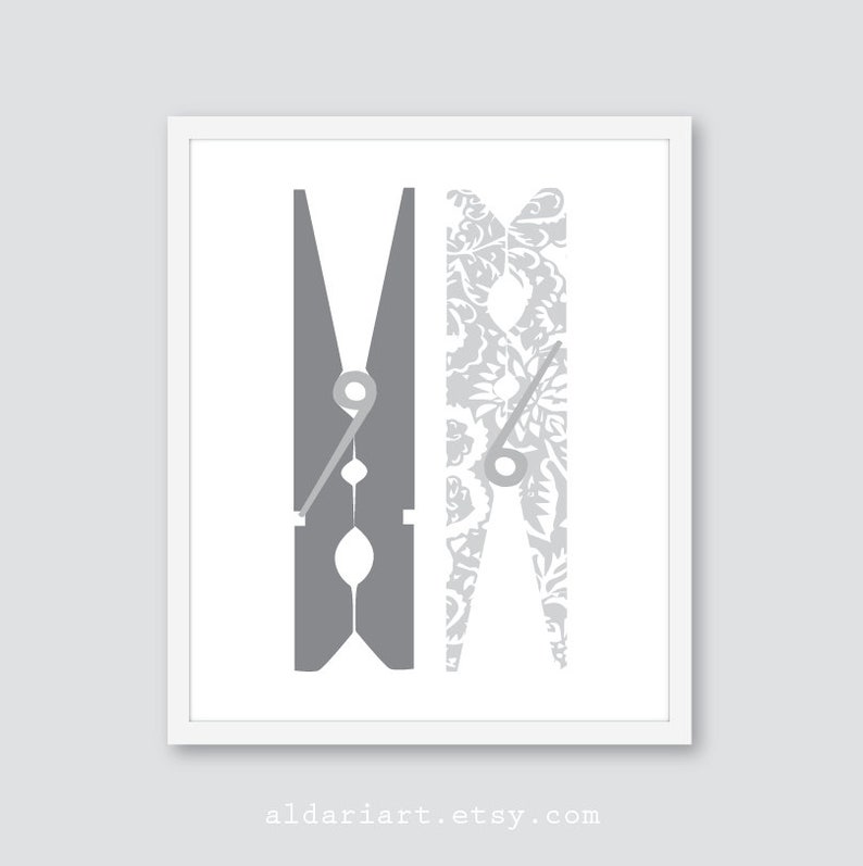 Clothespins Art Print Laundry Room Wall Art Modern Home - Etsy
