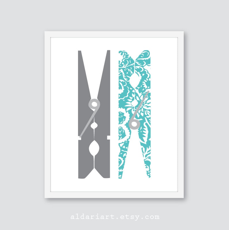 Clothespins Art Print Laundry Room Wall Art Modern Home - Etsy