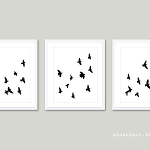 Birds Art Prints - Birds Wall Art - Modern Decor - Minimalist Bird Art - Black and White Birds Art - Bird Decor - Bird Wall Art - Aldari Art