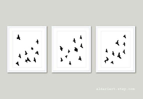 Birds Art Prints - Birds Wall Art - Modern Decor - Minimalist Bird Art - Black and White Birds Art - Bird Decor - Bird Wall Art - Aldari Art
