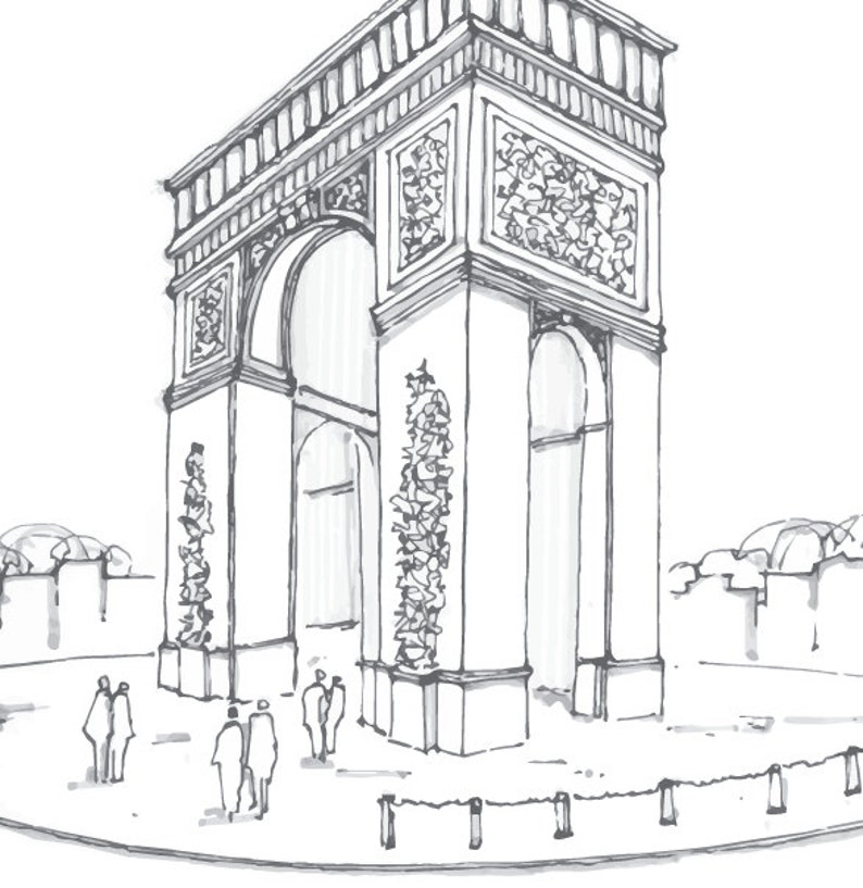 Arc De Triomphe Paris Print Architectural Print Paris | Etsy