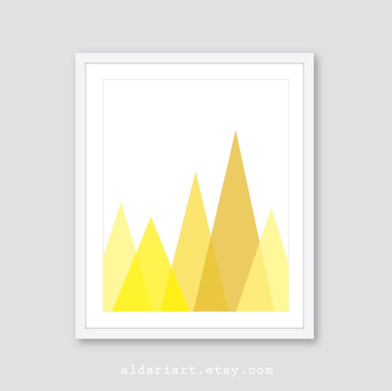 Mountains Art Print Green Triangles Art Print Geometric Wall Etsy Canada