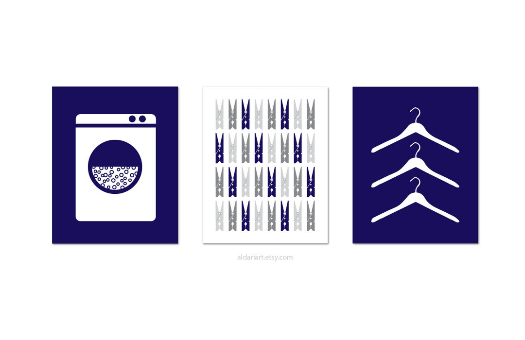 Laundry Room Art Prints, Set of 3, Laundry Wall Art, Clothespins Print ...