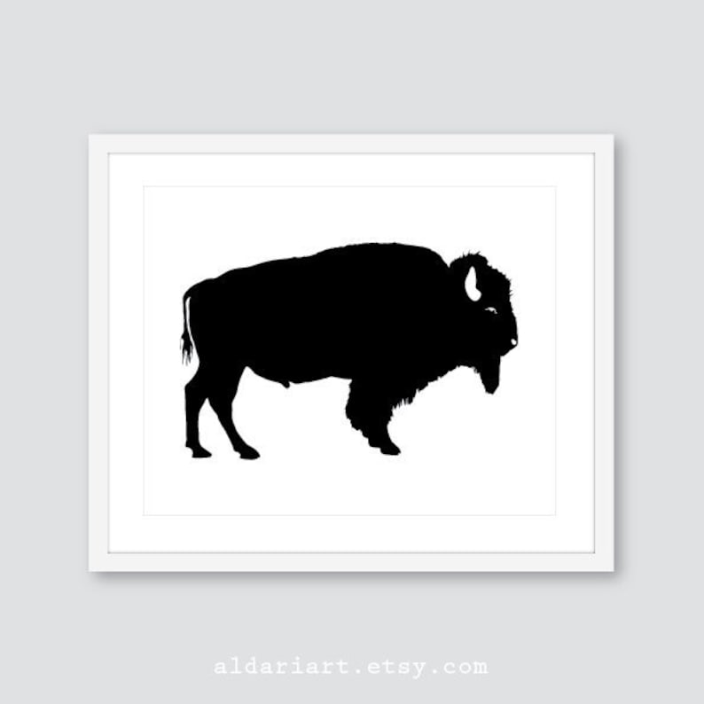Black Buffalo Art Print Animal Wall Decor Buffalo Art Print Buffalo Wall Art Buffalo Poster Aldari Art