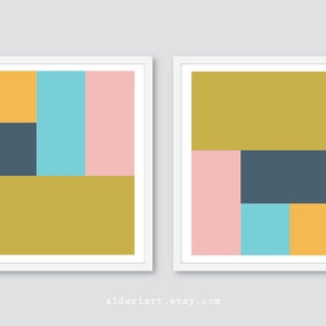 Colorblock Art Prints, Geometric Prints, color block wall decor, contemporary prints, modern prints, green pink blue yellow, CUSTOM COLORS