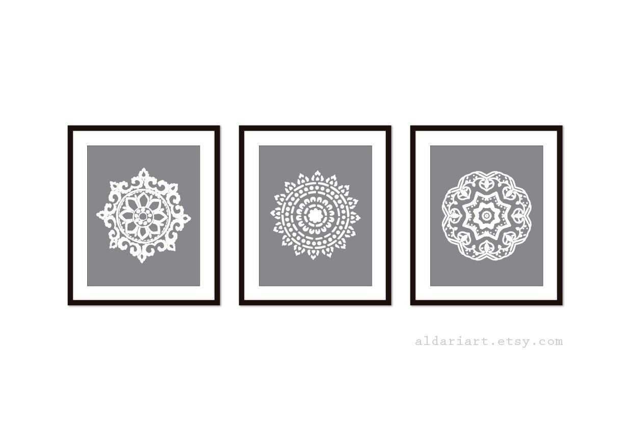 Mandala Art Prints - No. 2 - Modern Medallion Wall Art - Set of 3 ...