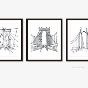 New York Prints - New York Wall Art - Brooklyn Bridge Print - Brooklyn Bridge Art - Manhattan Bridge Print - Verrazano Bridge Print