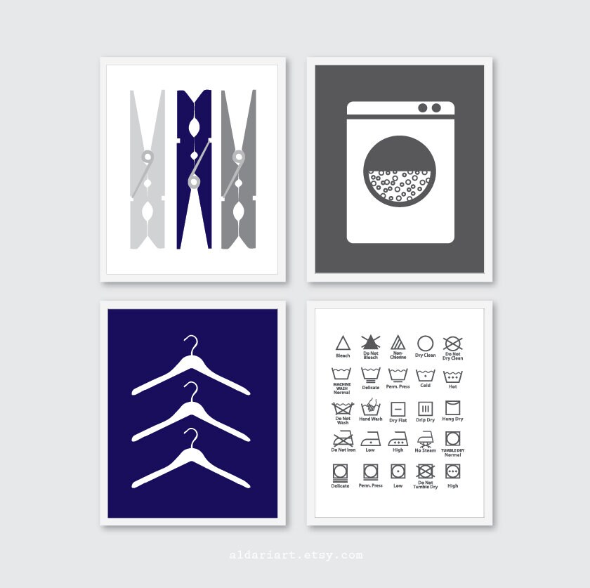 Wäschedrucke Wäsche Wandkunst 4er Set Drucke Wäschezimmer | Etsy