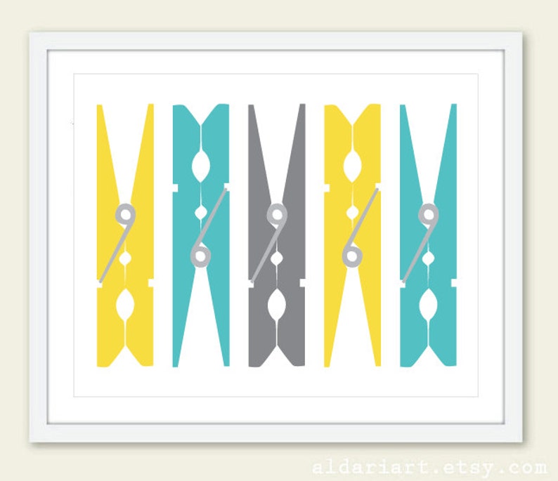 Clothespins Art Print Aldari Art Laundry Room Decor Laundry Room Wall Art Laundry Room Print Modern Decor Custom Colors
