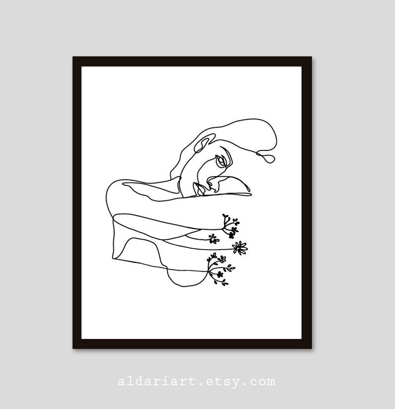 Minimal Face Line Drawing Black and white Abstract Woman Line Drawing Female wall art Abstract line art Modern Wall Art