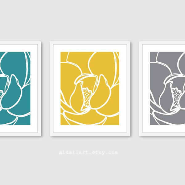 Grey Teal Yellow Etsy