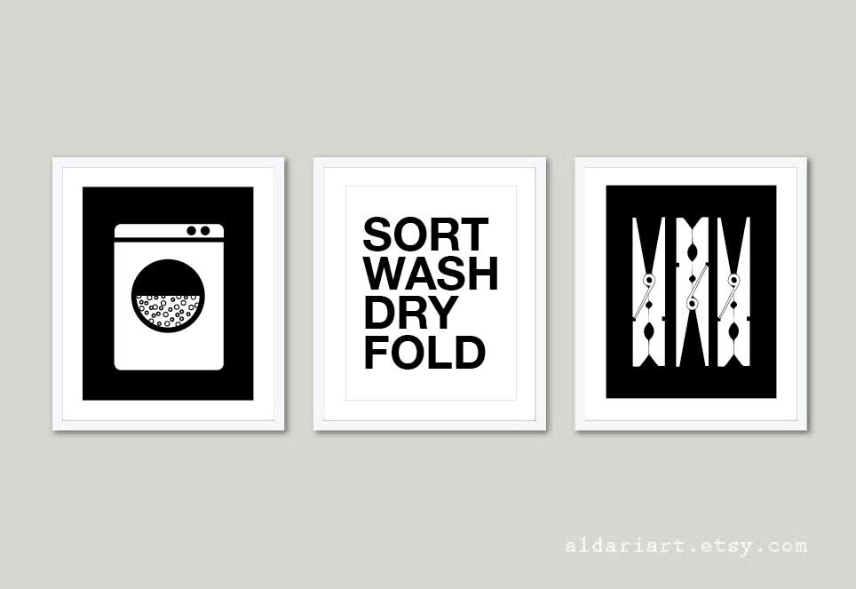Laundry Room Art Prints Set of 3 Laundry Wall Art Etsy Canada