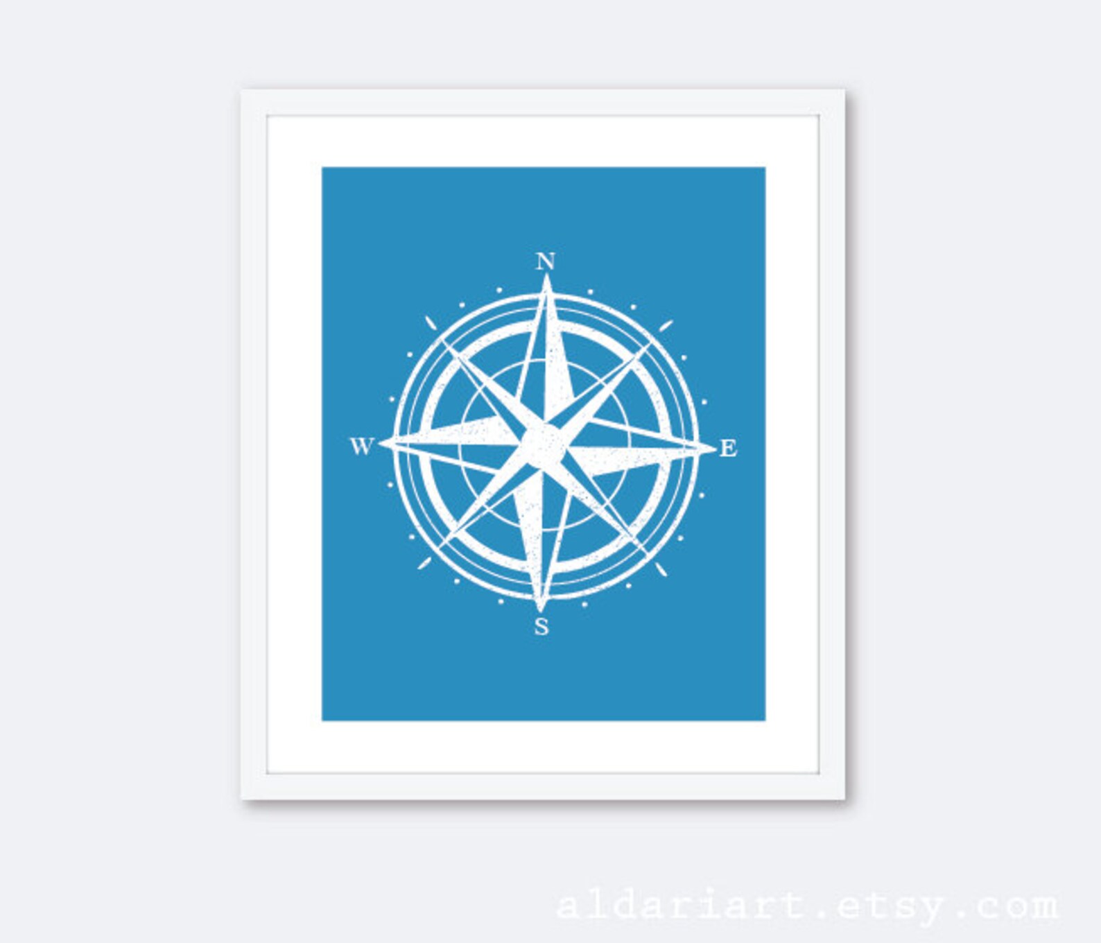 Compass Art Print Navy Blue and White Compass Art Print Etsy Canada