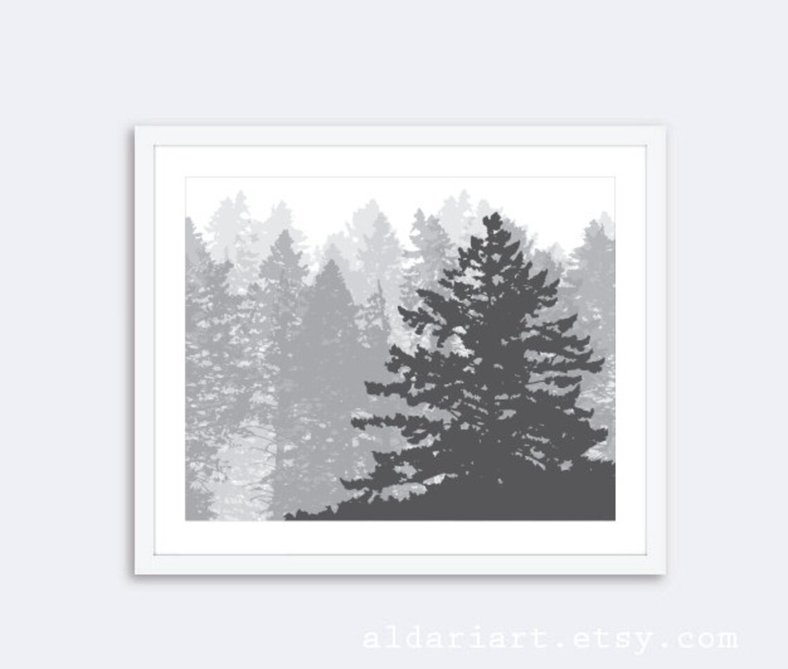 Pine Tree Print Pine Tree Wall Art Trees Art Print Etsy