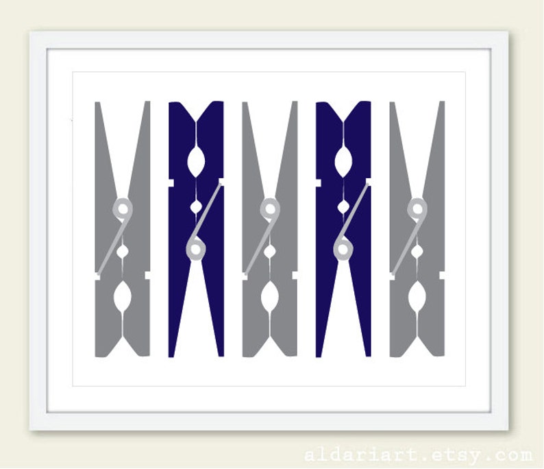 Clothespins Art Print Aldari Art Laundry Room Decor Laundry Room Wall Art Laundry Room Print Modern Decor Custom Colors