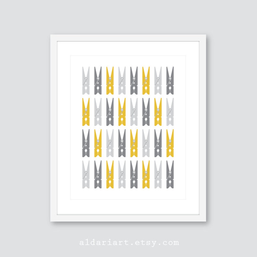 Clothespins Art Print - Laundry Room Wall Art - Laundry Room Decor ...
