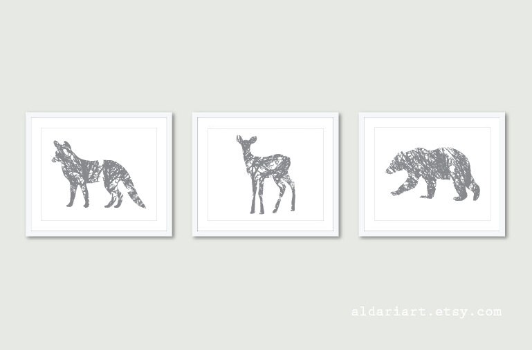 Forest Animals Prints Bear Print Fox Print Deer Print Modern Nursery ...