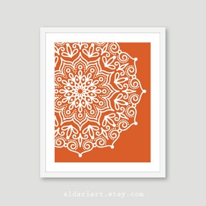 Mandala Art Print, mandala Wall Art, Modern Medallion Wall Art, mandala poster, mandala muur decor, oranje decor, KIES UW KLEUR