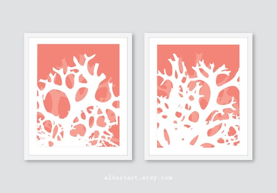 Coral Wall Art, Sea Coral Prints, Coastal Wall Art, Beach Decor, Coral Branch Art Prints, Coral Decor, Nautical Wall Art, Set of 2 prints