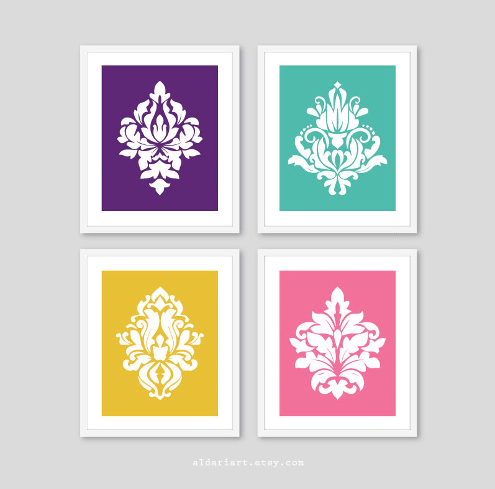 Damask Prints Damask Wall Art Damask Wall Decor Modern Etsy