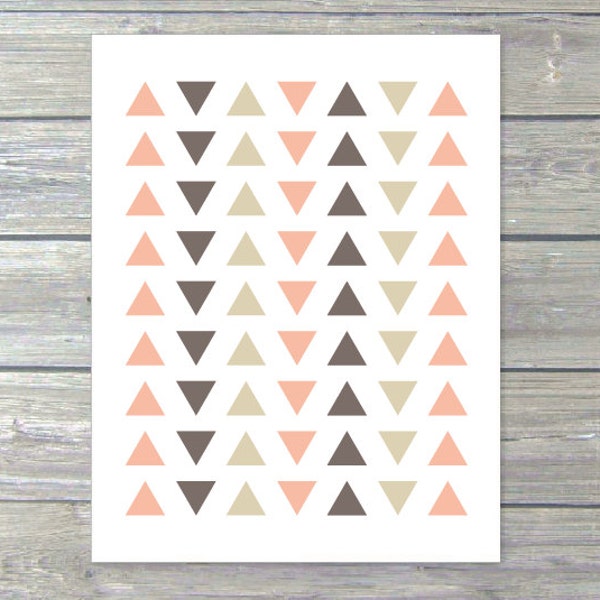 Simple Triangles  - Digital Print - Tribal Modern Home Decor -Peach Taupe Tan - Southwestern - Geometric Poster Under 20